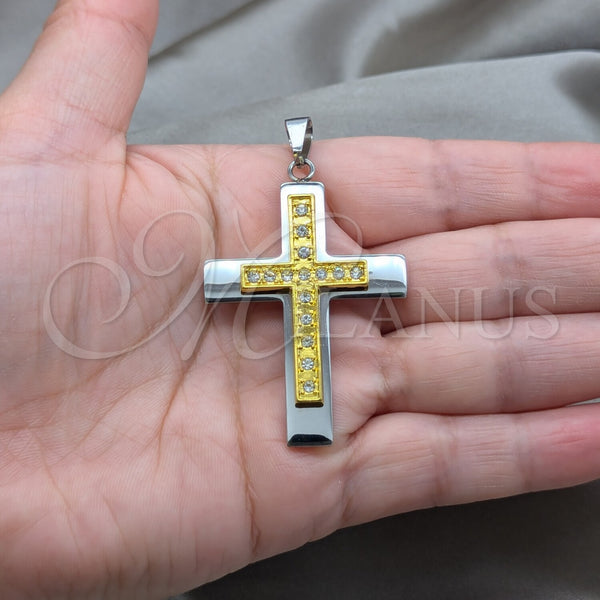 Stainless Steel Pendant — Religious Pendant Cross Design with White Cubic Zirconia — alternate product view — SKU 160519 | Acero Inoxidable dije — Religious Pendant cruz diseño with blanco Cubic Zirconia — SKU 160519