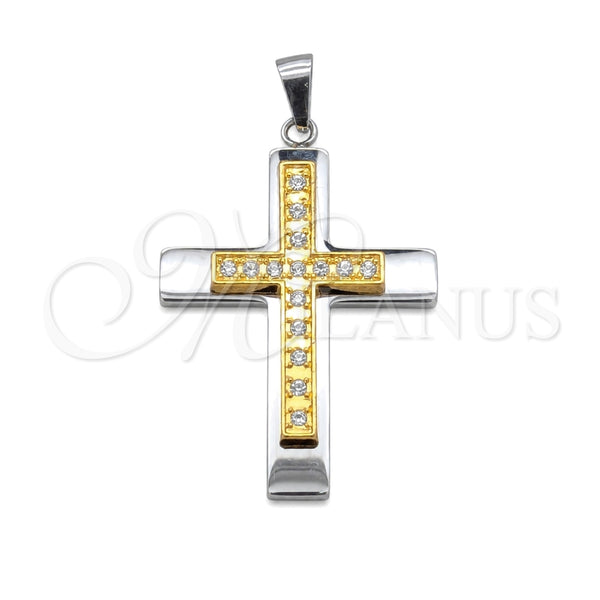 Stainless Steel Pendant — Religious Pendant Cross Design with White Cubic Zirconia — main product view — SKU 160519 | Acero Inoxidable dije — Religious Pendant cruz diseño with blanco Cubic Zirconia — SKU 160519