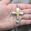 Stainless Steel Religious Pendant, Cross Design, with White Cubic Zirconia, Polished, Steel Finish, 05.63.1214