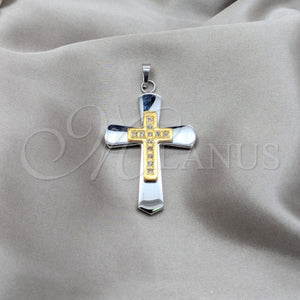 Stainless Steel Pendant — Religious Pendant Cross Design with White Cubic Zirconia — main product view — SKU 160522 | Acero Inoxidable dije — Religious Pendant cruz diseño with blanco Cubic Zirconia — SKU 160522