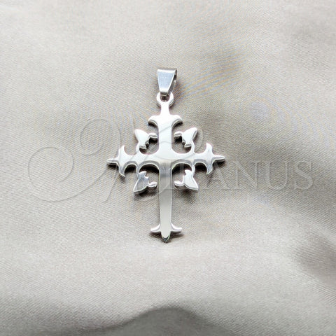 Stainless Steel Religious Pendant, Cross Design, Polished, Steel Finish, 05.63.1216