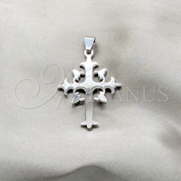 Stainless Steel Religious Pendant, Cross Design, Polished, Steel Finish, 05.63.1216