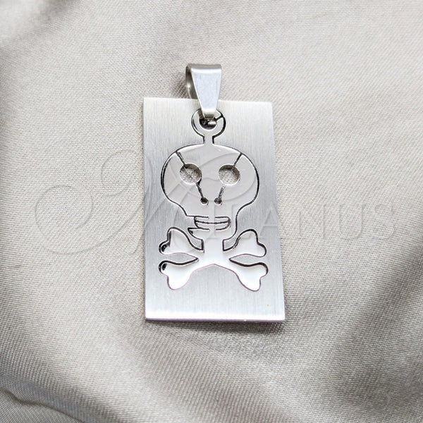 Stainless Steel Religious Pendant, Skull Design, Polished, Steel Finish, 05.63.1218