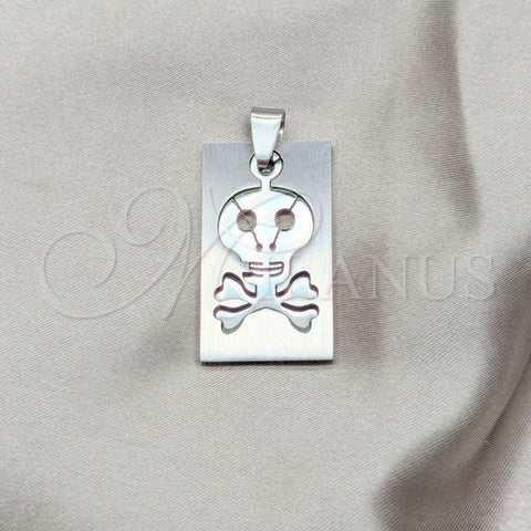 Stainless Steel Religious Pendant, Skull Design, Polished, Steel Finish, 05.63.1219