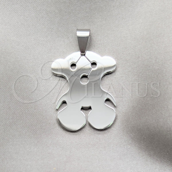 Stainless Steel Fancy Pendant, Teddy Bear Design, Polished, Steel Finish, 05.63.1220