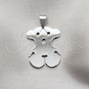 Stainless Steel Fancy Pendant, Teddy Bear Design, Polished, Steel Finish, 05.63.1220