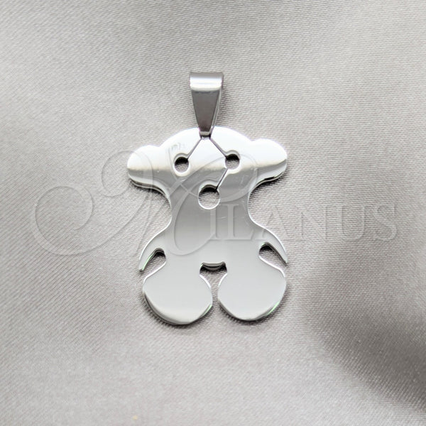 Stainless Steel Fancy Pendant, Teddy Bear Design, Polished, Steel Finish, 05.63.1220