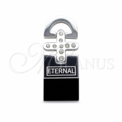 Stainless Steel Fancy Pendant, with White Crystal, Polished, Steel Finish, 05.63.1221 for wholesale, main product view