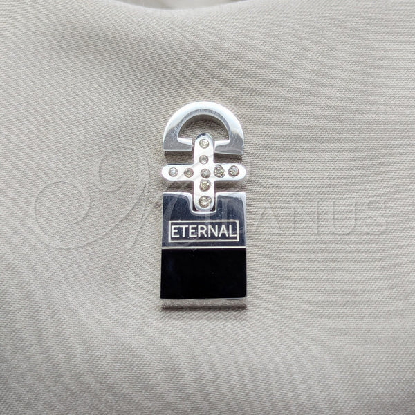 Stainless Steel Pendant — Fancy Pendant with White Crystal Polished 05.63. — main product view — SKU 160532 | Acero Inoxidable dije — elegante Pendant with cristal blanco pulido 05.63. — SKU 160532