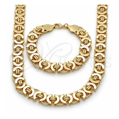 Oro Laminado Necklace and Bracelet, Gold Filled Style Polished, Golden Finish, 06.331.0006