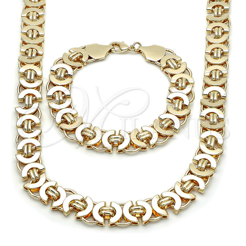 Oro Laminado Necklace and Bracelet, Gold Filled Style Polished, Golden Finish, 06.331.0006