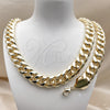 Oro Laminado Necklace and Bracelet, Gold Filled Style Miami Cuban Design, Polished, Golden Finish, 06.331.0008