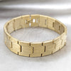 Stainless Steel Solid Bracelet, Polished, Golden Finish, 03.63.22950.08 (16 MM Thickness, 8 Inches Length)