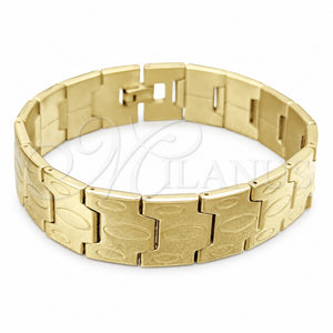 Stainless Steel Solid Bracelet, Polished, Golden Finish, 03.63.22950.08 (16 MM Thickness, 8 Inches Length)