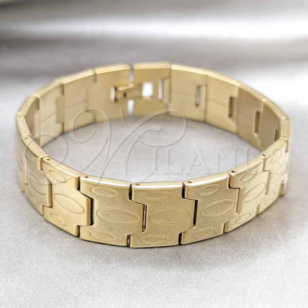 Stainless Steel Solid Bracelet, Polished, Golden Finish, 03.63.22950.08 (16 MM Thickness, 8 Inches Length)