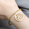 Stainless Steel Charm Bracelet, Diamond Design, Polished, Golden Finish, 03.63.22960.07 (03 MM Thickness, 7 Inches Length)