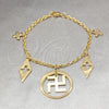 Stainless Steel Charm Bracelet, Diamond Design, Polished, Golden Finish, 03.63.22960.07 (03 MM Thickness, 7 Inches Length)