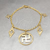 Stainless Steel Charm Bracelet, Diamond Design, Polished, Golden Finish, 03.63.22960.07 (03 MM Thickness, 7 Inches Length)