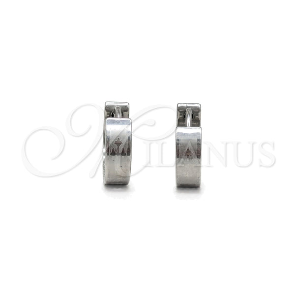 Stainless Steel Hoop Earrings — Huggie Hoop Cross Design Polished 02.63. — main product view — SKU 160575 | Acero Inoxidable aretes de aro — Huggie Hoop cruz diseño pulido 02.63. — SKU 160575