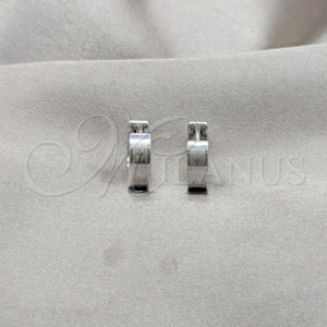 Stainless Steel Hoop Earrings — Huggie Hoop Cross Design Polished 02.63. — main product view — SKU 160575 | Acero Inoxidable aretes de aro — Huggie Hoop cruz diseño pulido 02.63. — SKU 160575