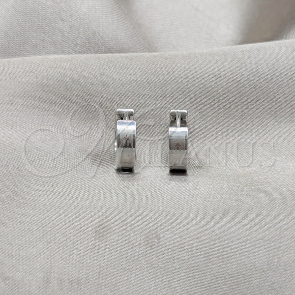 Stainless Steel Hoop Earrings — Huggie Hoop Cross Design Polished 02.63. — main product view — SKU 160575 | Acero Inoxidable aretes de aro — Huggie Hoop cruz diseño pulido 02.63. — SKU 160575