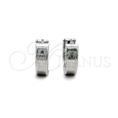 Stainless Steel Huggie Hoop, Four-leaf Clover Design, Polished, Steel Finish, 02.63.2766.10