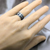 Stainless Steel Mens Ring, Black Enamel Finish, Steel Finish, 01.63.0580.05 (Size 5)