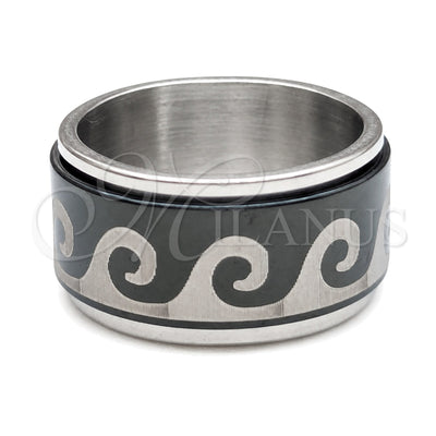 Stainless Steel Mens Ring, Black Enamel Finish, Steel Finish, 01.63.0580.05 (Size 5) for wholesale, main product view
