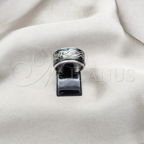 Stainless Steel Ring — Mens Ring Black Enamel 01.63. Size 5 — main product view — SKU 160583 | Acero Inoxidable anillo — para hombre Ring negro Enamel 01.63. Size 5 — SKU 160583