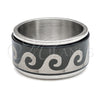 Stainless Steel Mens Ring, Black Enamel Finish, Steel Finish, 01.63.0580.05 (Size 5)