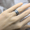 Stainless Steel Mens Ring, Double Design, Polished, Steel Finish, 01.63.0585.07 (Size 7)