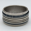 Stainless Steel Mens Ring, Double Design, Polished, Steel Finish, 01.63.0585.07 (Size 7)