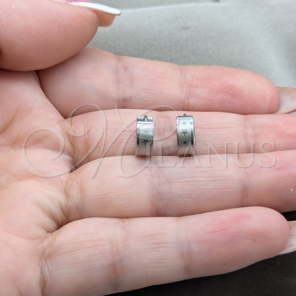 Stainless Steel Hoop Earrings — Huggie Hoop Star Design Polished 02.63. — alternate product view — SKU 160604 | Acero Inoxidable aretes de aro — Huggie Hoop estrella diseño pulido 02.63. — SKU 160604