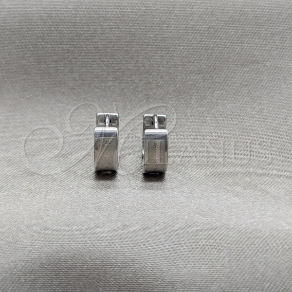 Stainless Steel Hoop Earrings — Huggie Hoop Star Design Polished 02.63. — main product view — SKU 160604 | Acero Inoxidable aretes de aro — Huggie Hoop estrella diseño pulido 02.63. — SKU 160604
