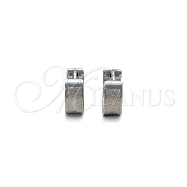 Stainless Steel Huggie Hoop, Star Design, Polished, Steel Finish, 02.63.2770.07