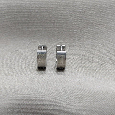 Stainless Steel Huggie Hoop, Star Design, Polished, Steel Finish, 02.63.2770.07