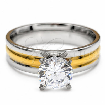 Stainless Steel Elegant Ring, with White Cubic Zirconia, Polished, Steel Finish, 01.63.0593.10 (Size 10) for wholesale, main product view