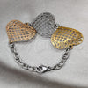 Stainless Steel Fancy Bracelet, Heart Design, Polished, Tricolor, 03.63.22980.08 (06 MM Thickness, 8 Inches Length)