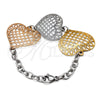 Stainless Steel Fancy Bracelet, Heart Design, Polished, Tricolor, 03.63.22980.08 (06 MM Thickness, 8 Inches Length)