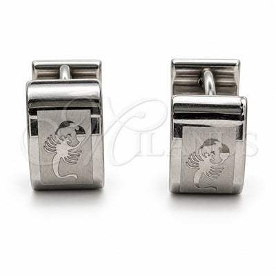 Stainless Steel Huggie Hoop, Scorpion Design, Polished, Steel Finish, 02.63.2776.10 for wholesale, main product view