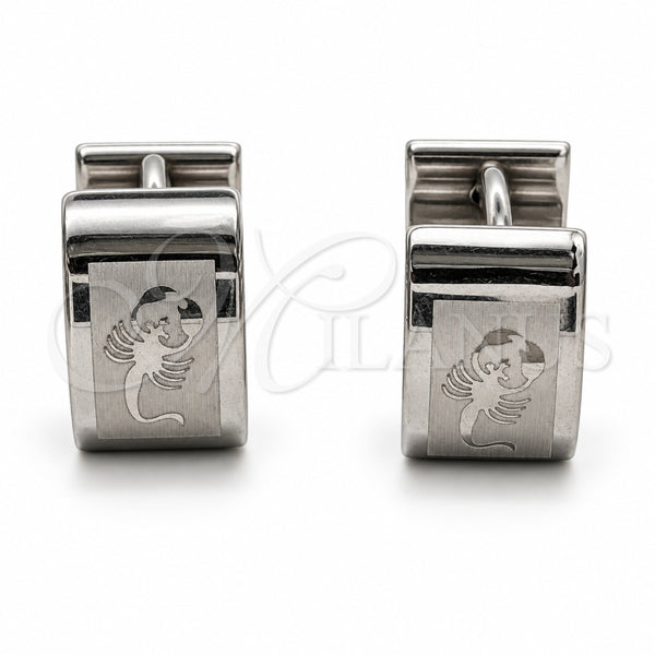 Stainless Steel Huggie Hoop, Scorpion Design, Polished, Steel Finish, 02.63.2776.10