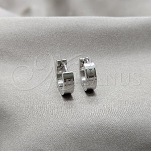 Stainless Steel Hoop Earrings — Huggie Hoop Love Design Polished 02.63. — main product view — SKU 160623 | Acero Inoxidable aretes de aro — Huggie Hoop Love diseño pulido 02.63. — SKU 160623