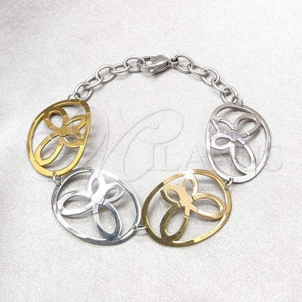 Stainless Steel Fancy Bracelet, Butterfly Design, Polished, Two Tone, 03.63.22985.07