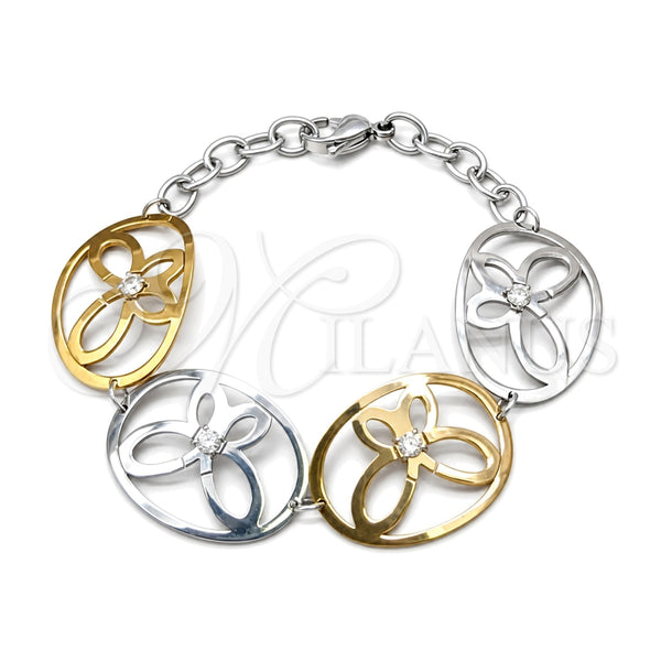 Stainless Steel Fancy Bracelet, Butterfly Design, Polished, Two Tone, 03.63.22985.07 (06 MM Thickness, 7 Inches Length)