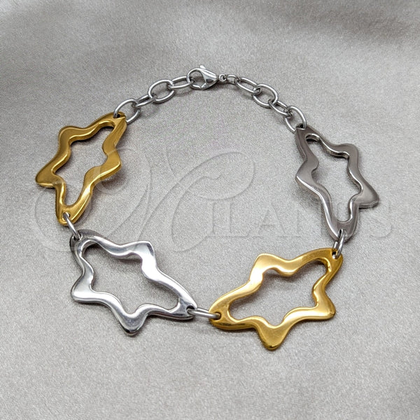 Stainless Steel Fancy Bracelet, Star Design, Polished, Two Tone, 03.63.22987.08
