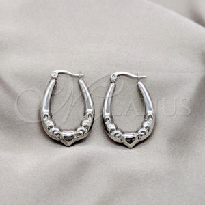 Stainless Steel Hoop Earrings — Small Hoop Heart Design Polished 02.63. — main product view — SKU 160643 | Acero Inoxidable aretes de aro — aro pequeño corazón diseño pulido 02.63. — SKU 160643