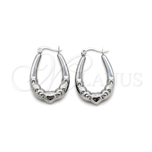 Stainless Steel Small Hoop, Heart Design, Polished, Steel Finish, 02.63.2783.25