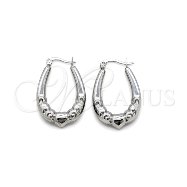 Stainless Steel Small Hoop, Heart Design, Polished, Steel Finish, 02.63.2783.25