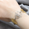 Stainless Steel Fancy Bracelet, Flower and Heart Design, Polished, Two Tone, 03.63.22990.08