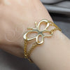 Stainless Steel Fancy Bracelet, Butterfly and Flower Design, Polished, Golden Finish, 03.63.22994.08
